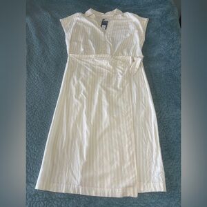 NWT Universal Thread Women’s Size XL Shirt Dress Wrap Waist MIDI Cream & White